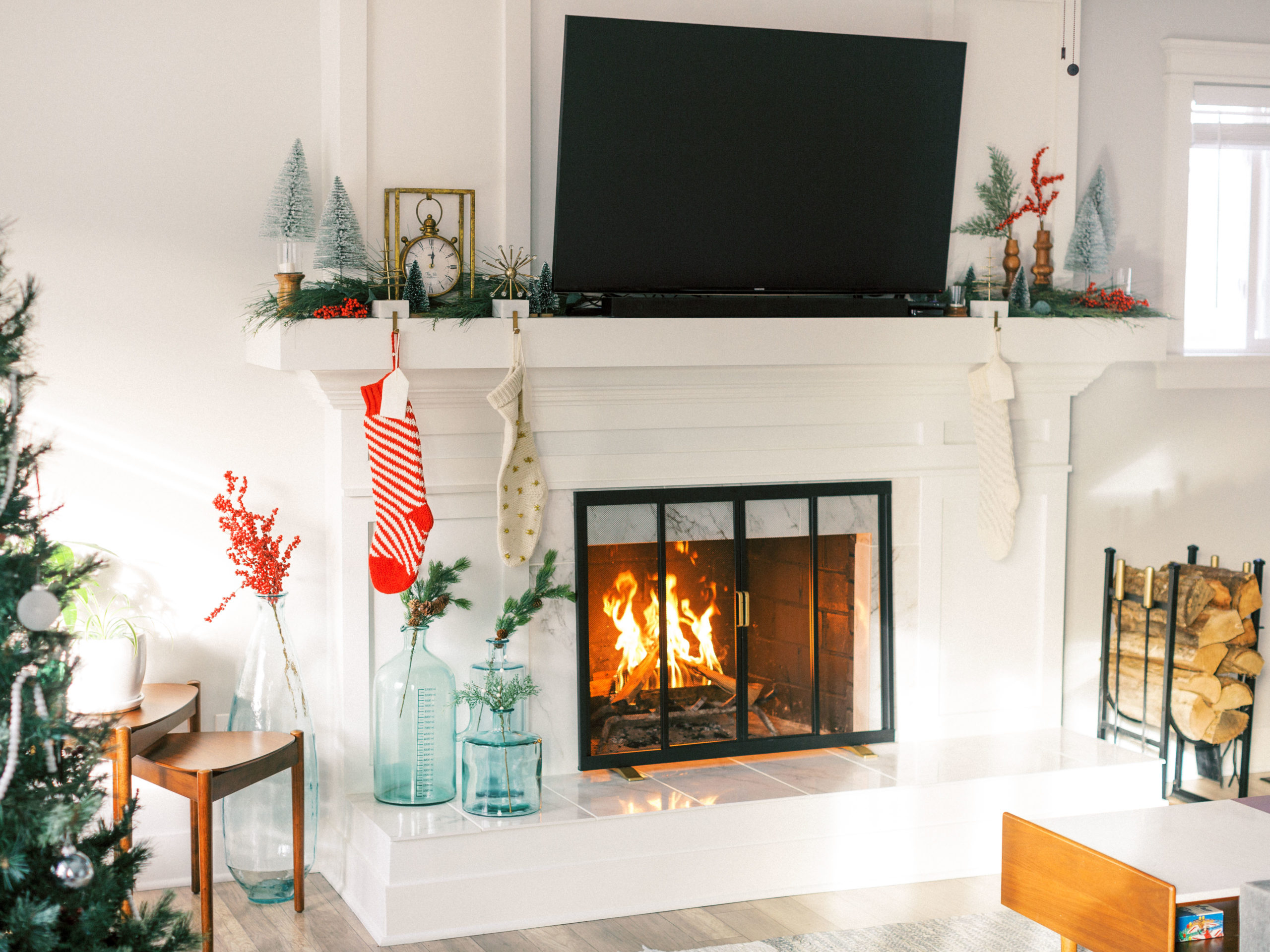 Black and White Fireplace - Engagement Lifestyle Session 
