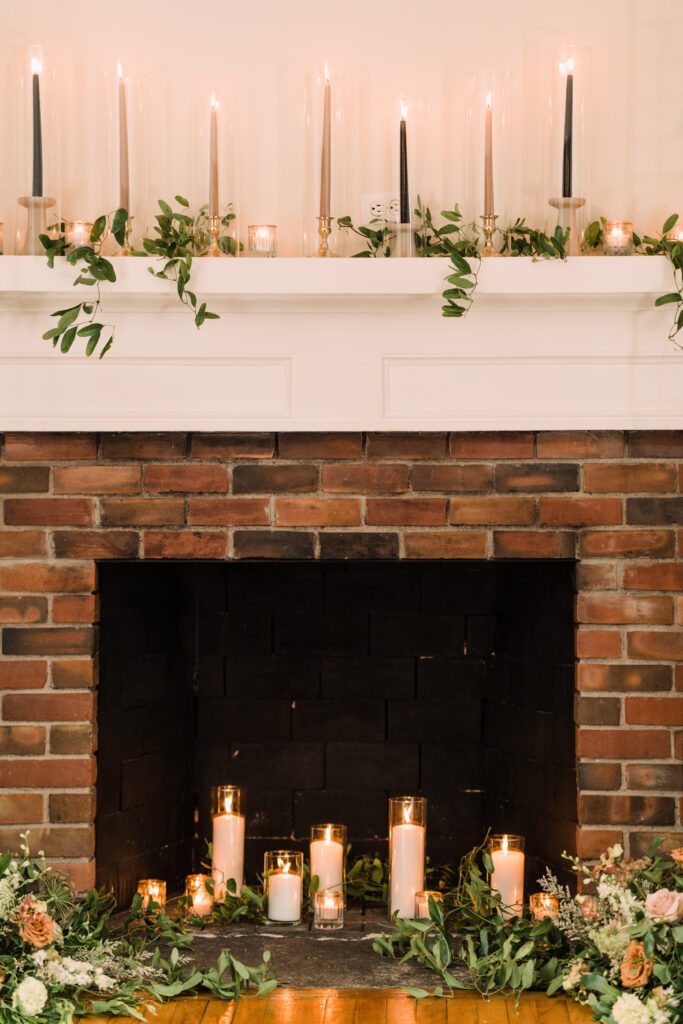 Fireplace Candles and Greenery